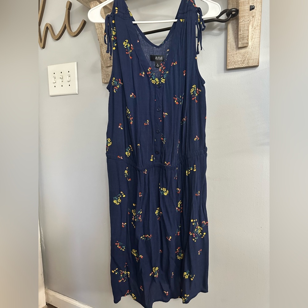 Women’s NWT a.na. Size XL Navy Blue Floral Midi Dress